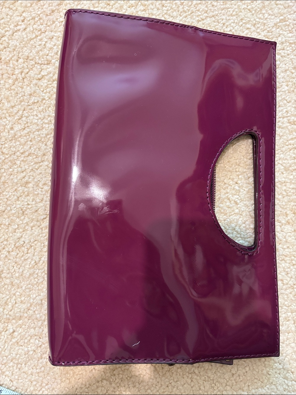 Gianni Bini Glossy Plum Patent Cutout Handle Wristlet
